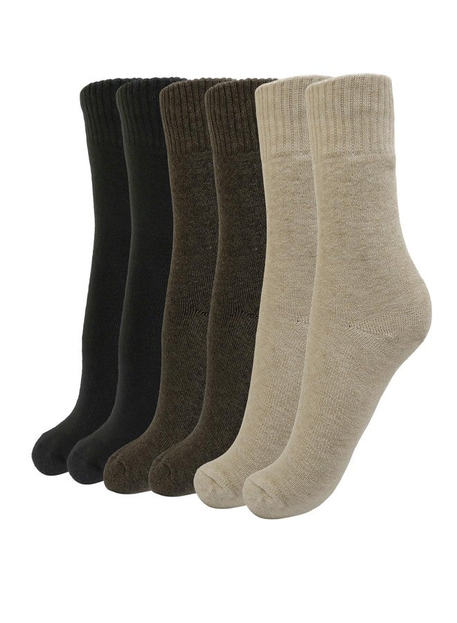 AIBFRID Thermal Crew Socks for Women, 6 Pairs Cotton Quarter Casual Hue Socks Neutral Boot Cozy Ankle Socks - Image 1